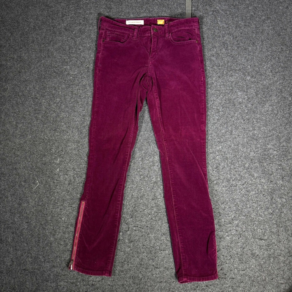 Pilcro and the Letterpress Stet Skinny Corduroy Pants Berry Purple‎ Ankle Zip 28